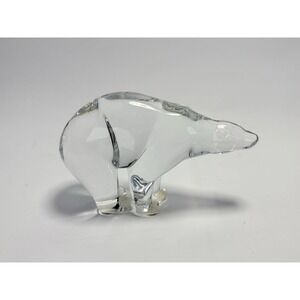 BACCARAT Crystal Art Glass Clear Large Polar Bear Figurine 6 1/2" France